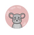 Mouse. Cute funny hand drawn animal sticker or label. Royalty Free Stock Photo